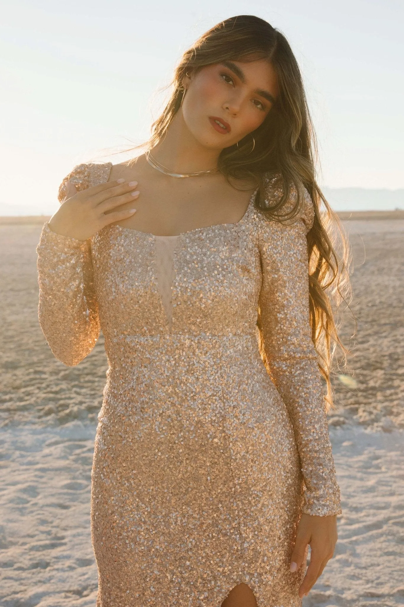 Nicolette Sequin Gown | Champagne sold by Baltic Born product image thumbnail 3