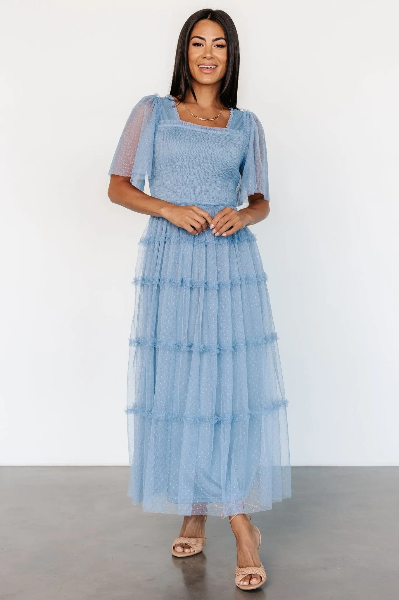 Bexley Tulle Dress | Dusty Blue sold by Baltic Born