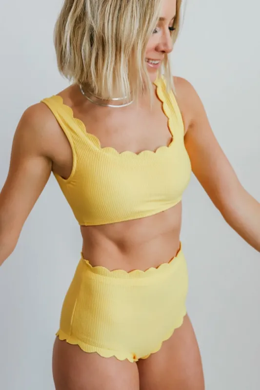 Honolulu Scalloped Bikini Top | Yellow sold by Baltic Born