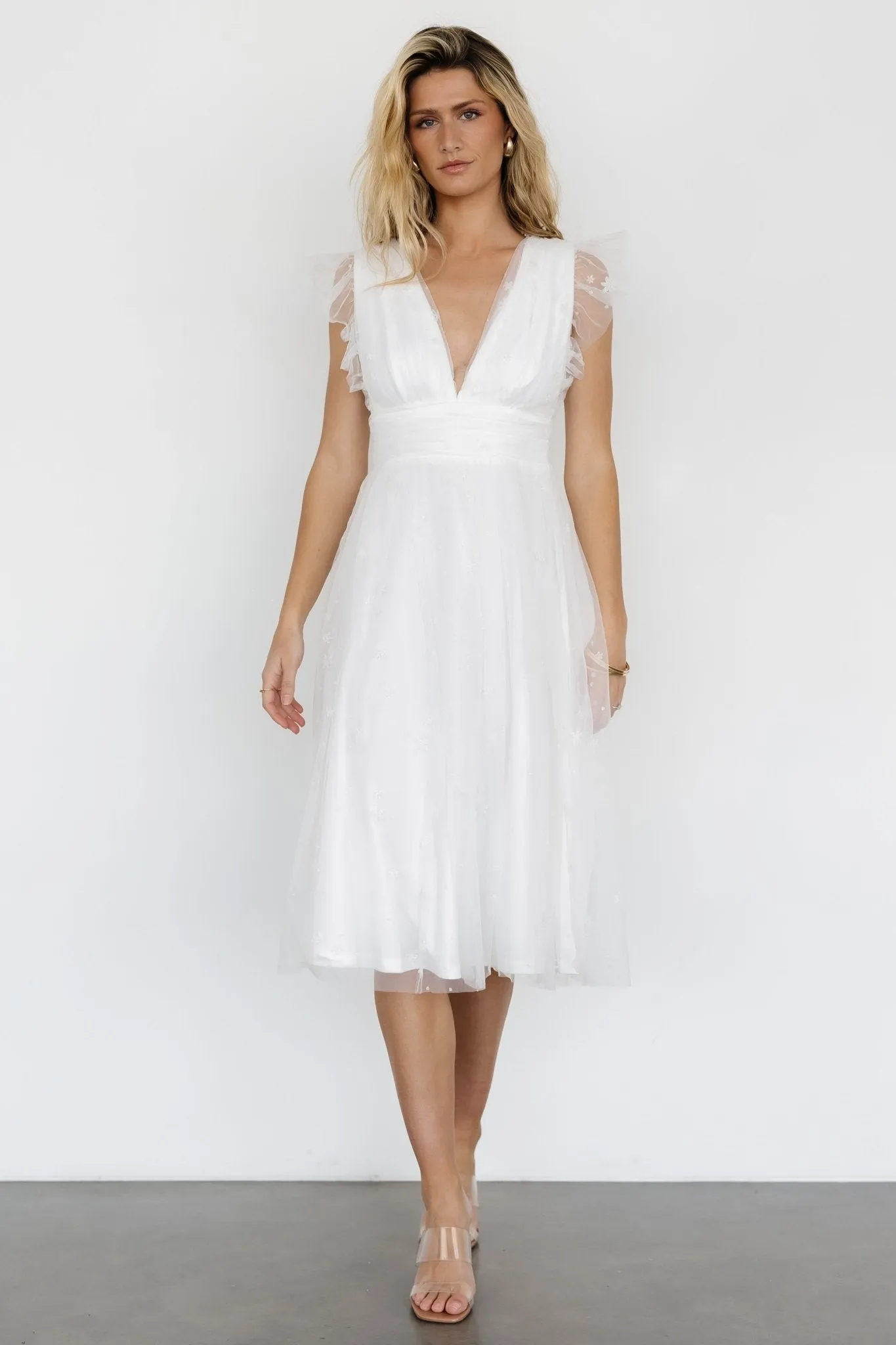 Chiara Shimmer Midi Dress | White sold by Baltic Born product image thumbnail 4