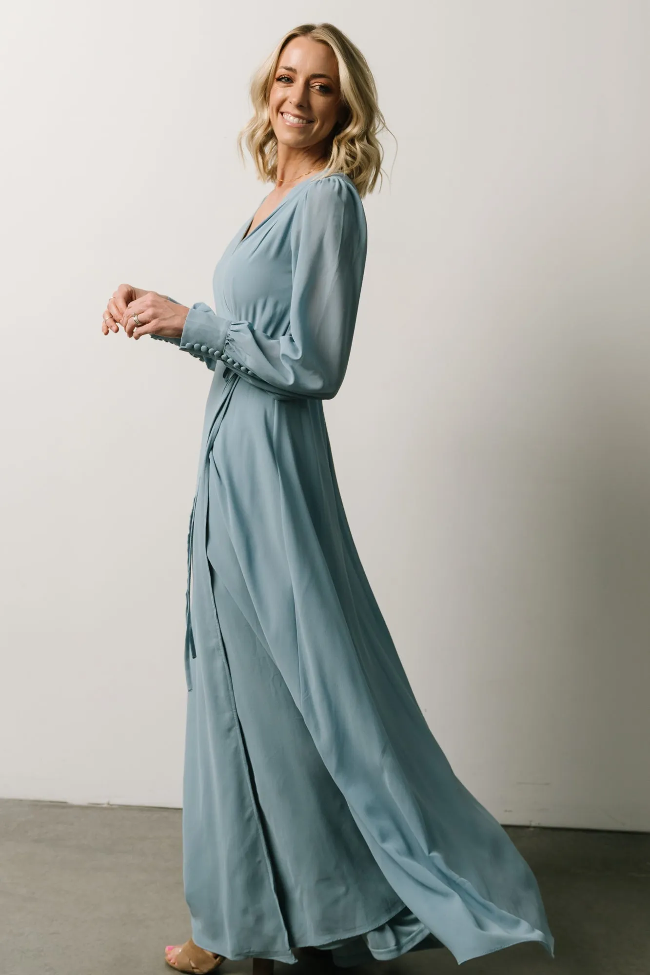 Kelsey Wrap Dress | Dusty Blue sold by Baltic Born product image thumbnail 4