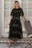 Arabella Embroidered Tulle Maxi Dress | Gold + Black sold by Baltic Born