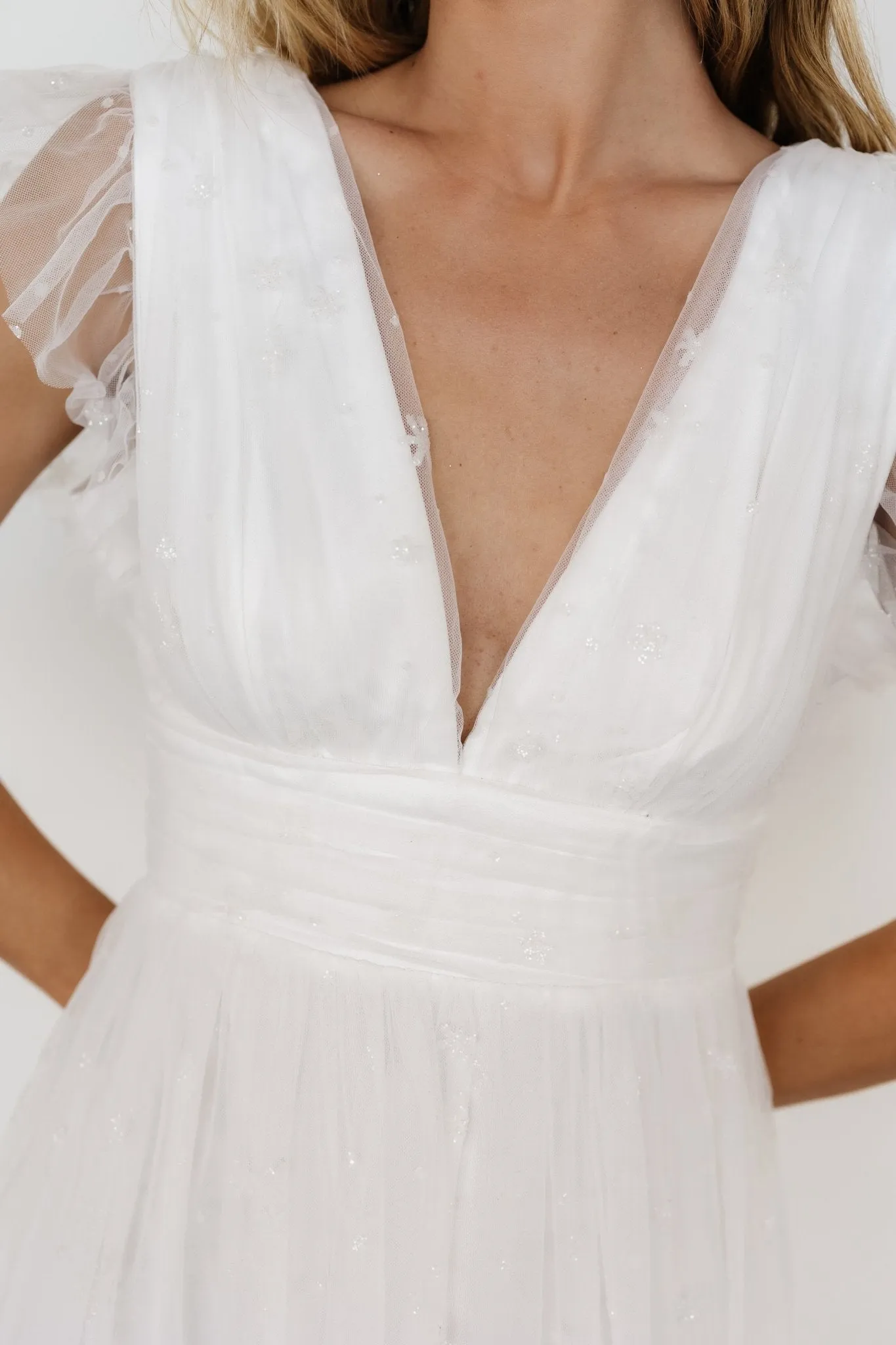 Chiara Shimmer Midi Dress | White sold by Baltic Born product image thumbnail 2