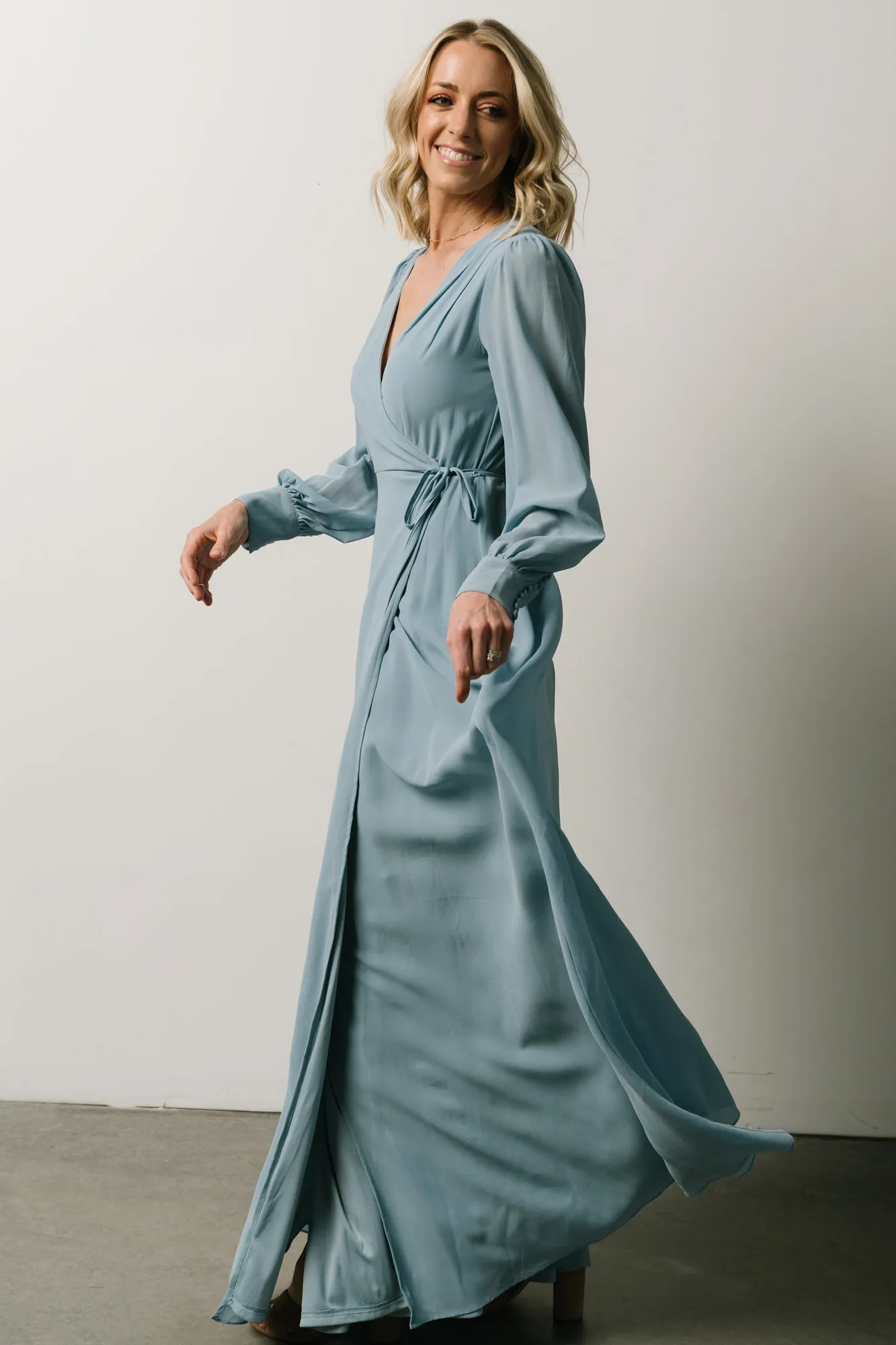 Kelsey Wrap Dress | Dusty Blue sold by Baltic Born product image thumbnail 3