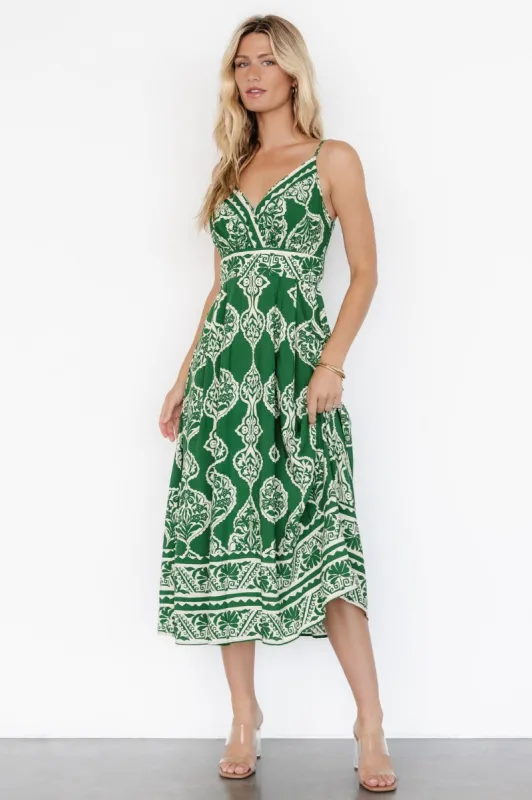 Delia Midi Dress | Green Print sold by Baltic Born