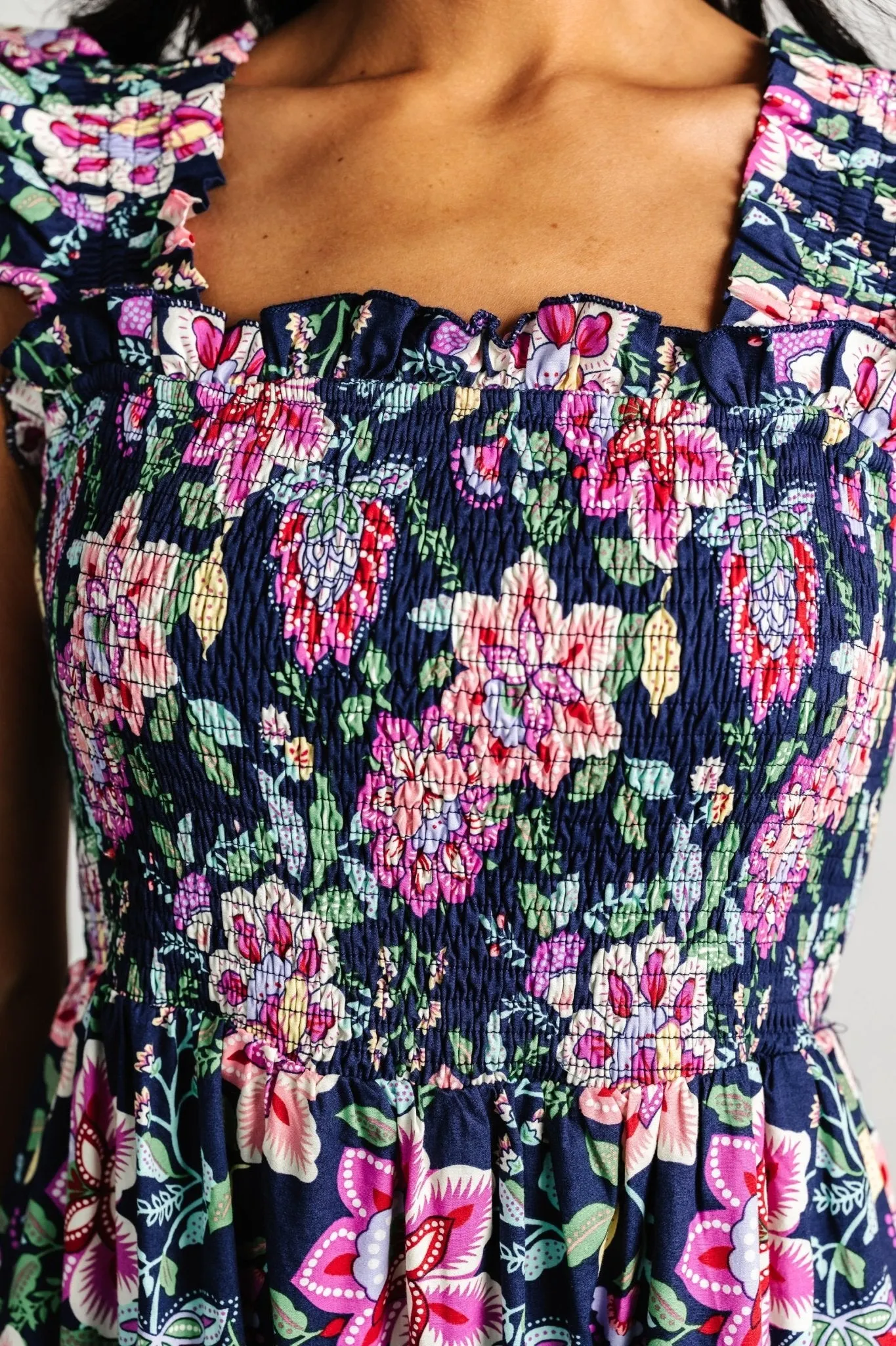 Tatum Smocked Tiered Dress | Navy Multi sold by Baltic Born product image thumbnail 2