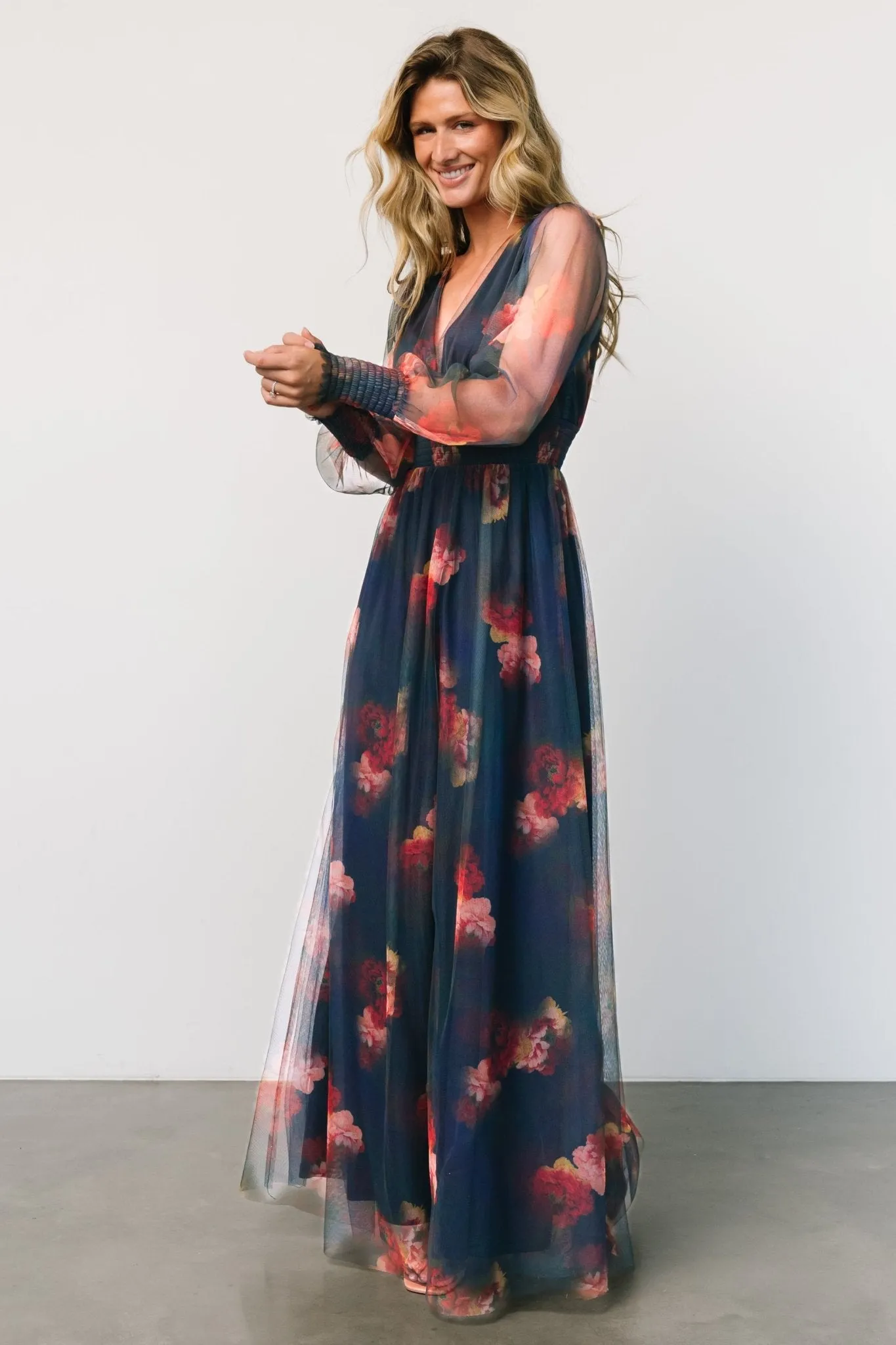 Layla Tulle Maxi Dress | Topaz Ombre Floral sold by Baltic Born product image thumbnail 3