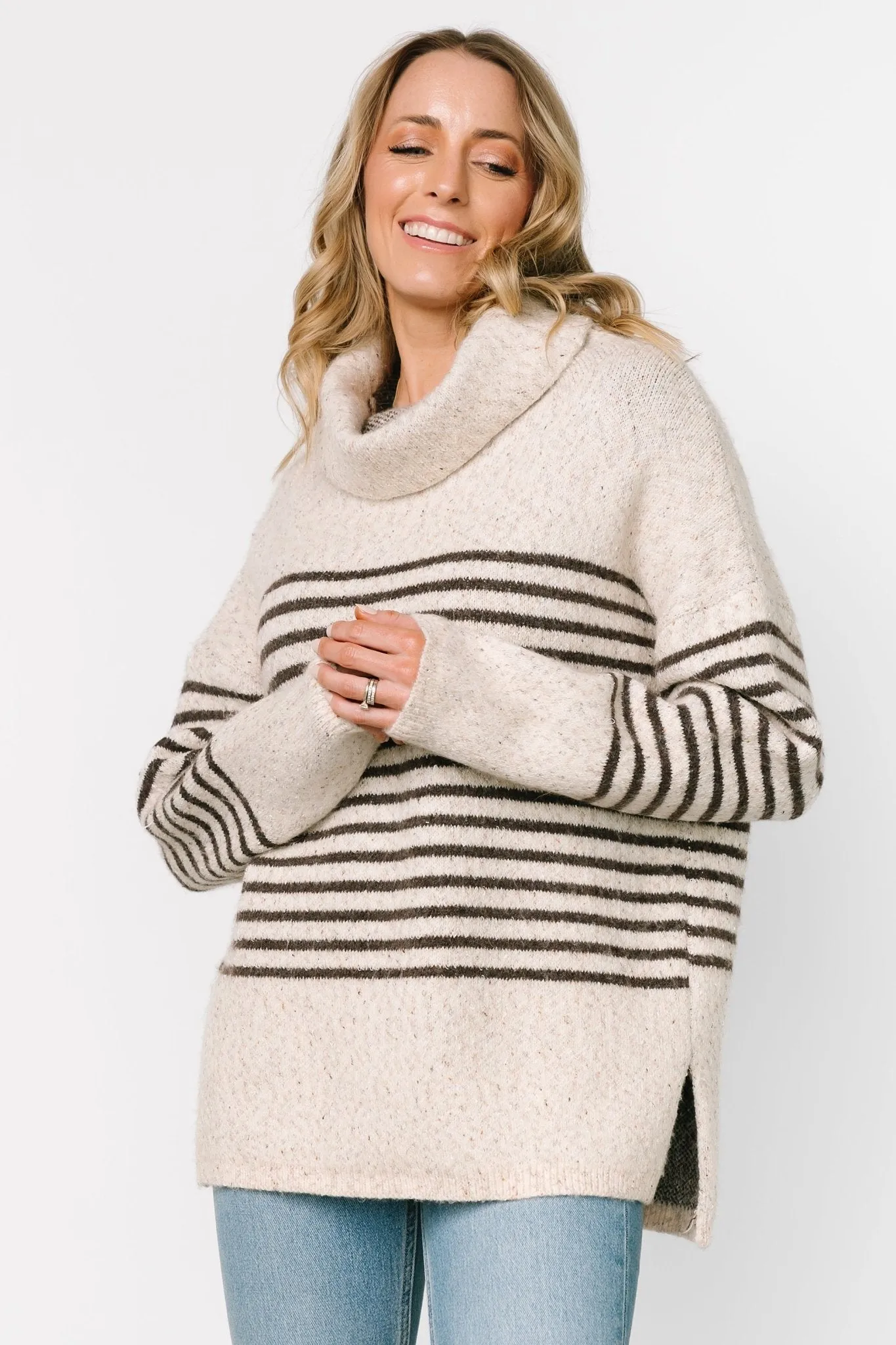 Pennington Turtleneck Sweater | Cream Multi Stripe sold by Baltic Born product image thumbnail 4