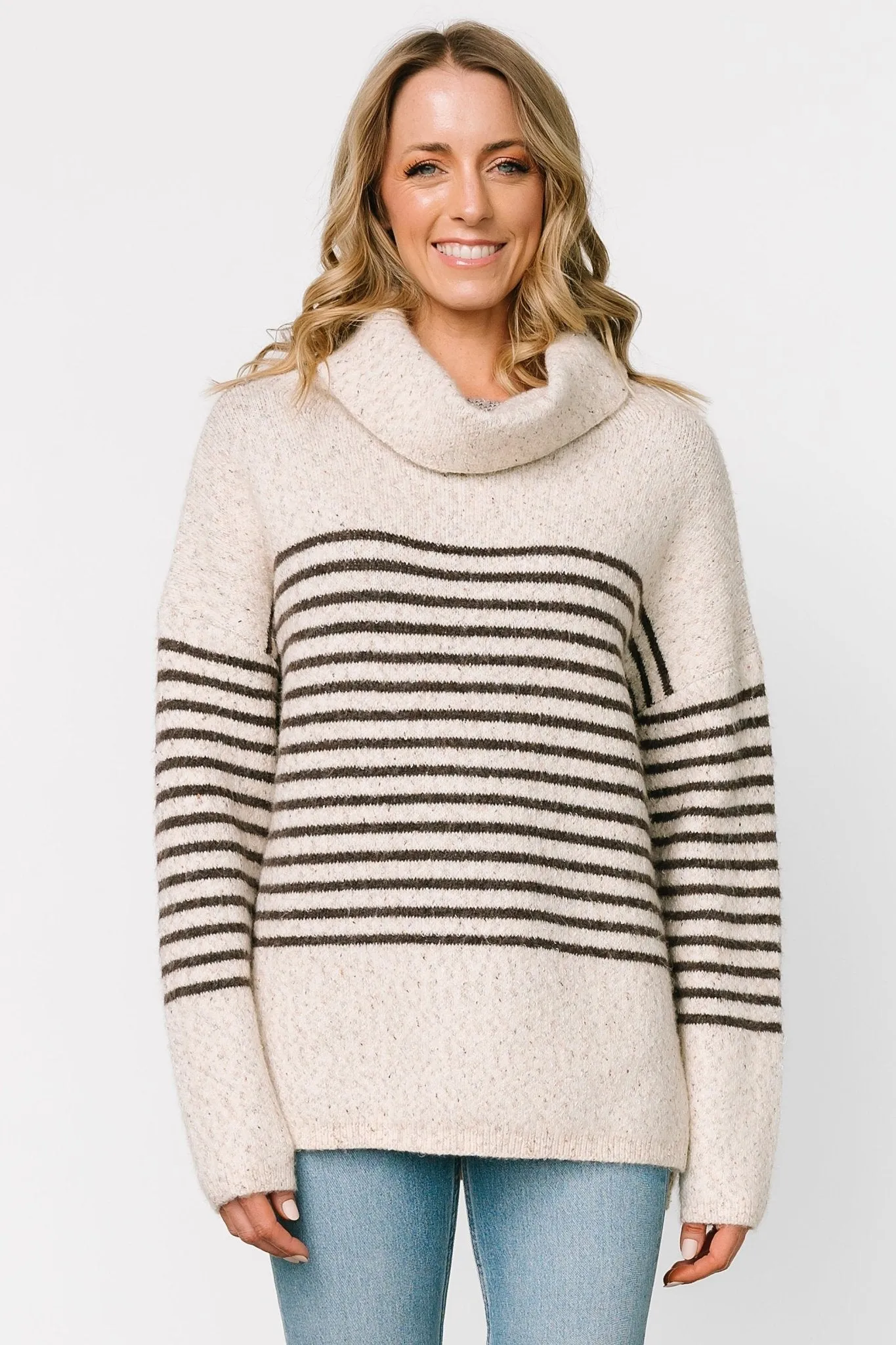 Pennington Turtleneck Sweater | Cream Multi Stripe sold by Baltic Born