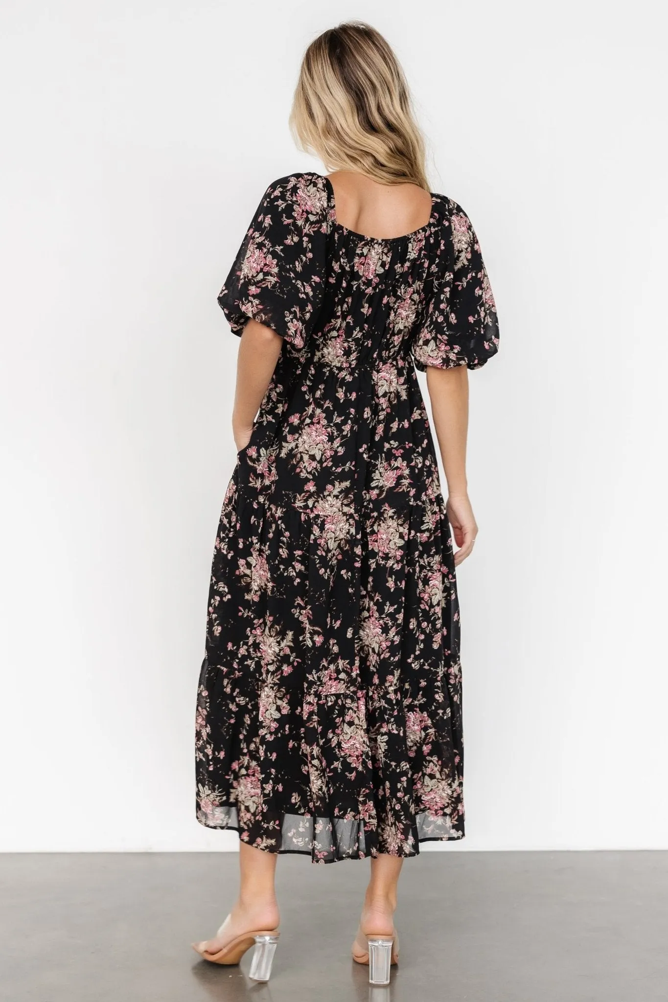 Evelette Dress | Black + Mauve Floral sold by Baltic Born product image thumbnail 5