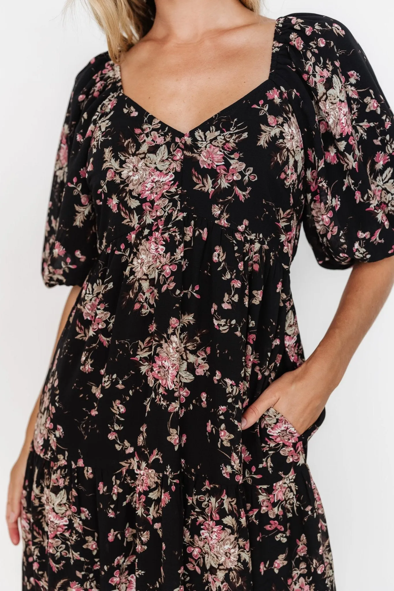 Evelette Dress | Black + Mauve Floral sold by Baltic Born product image thumbnail 2