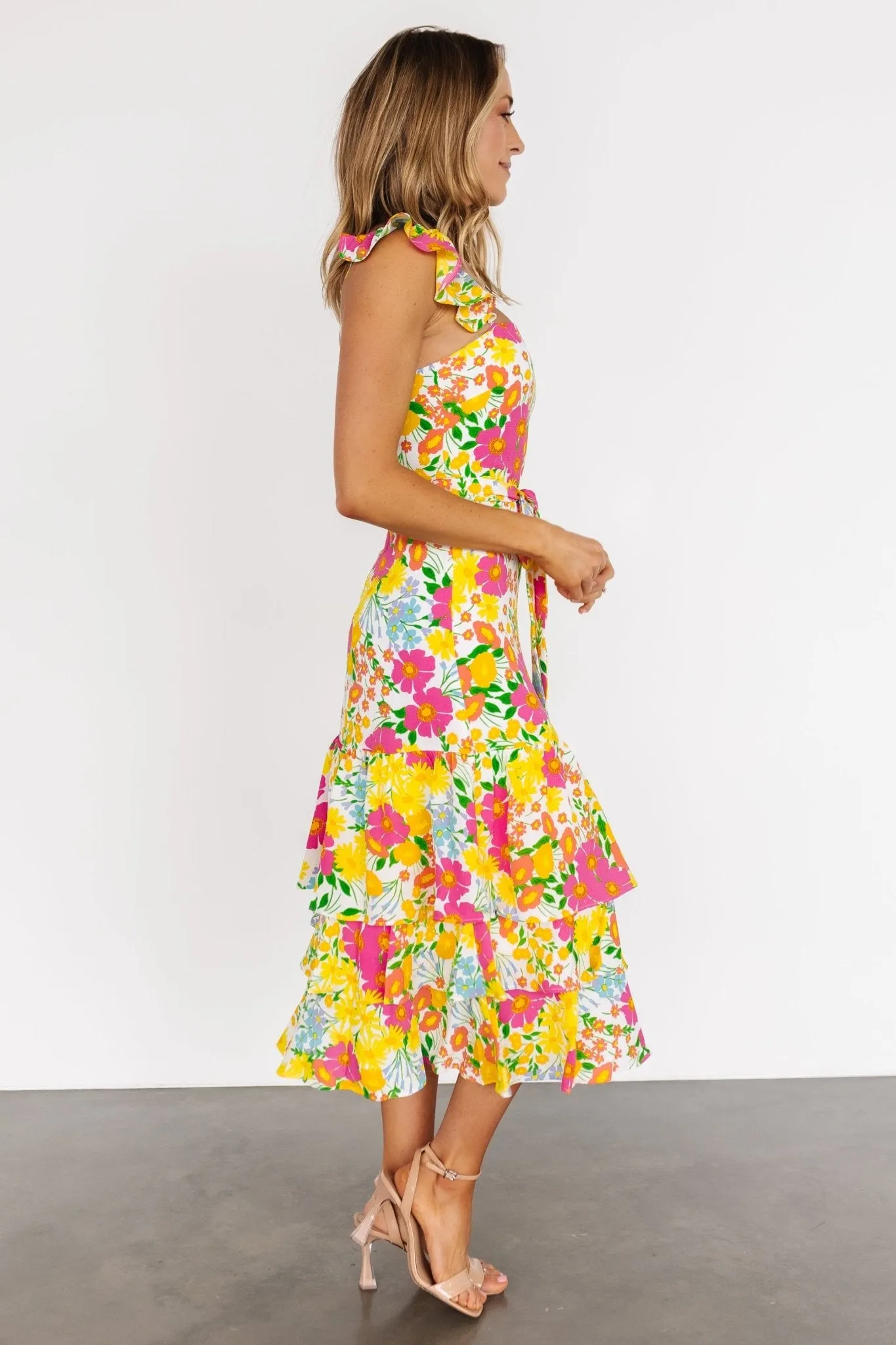Dani Ruffle Tiered Midi Dress | Multi Floral sold by Baltic Born product image thumbnail 3