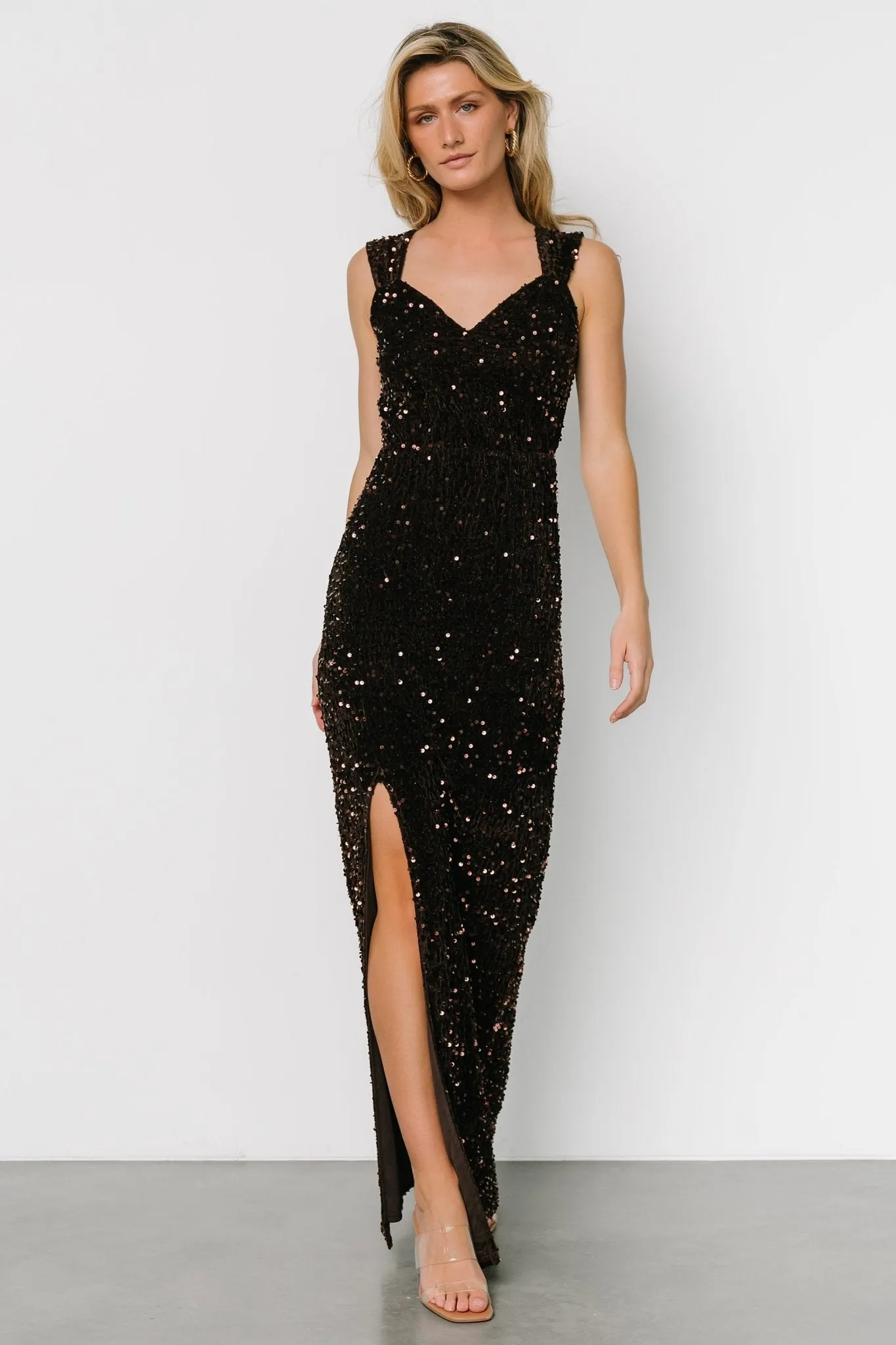 Marilyn Sequin Maxi Gown | Dark Brown sold by Baltic Born product image thumbnail 5