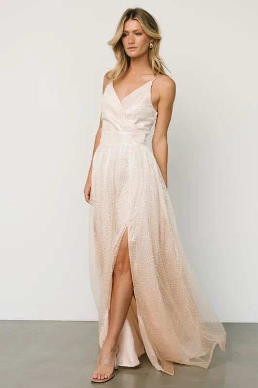 Ellie Shimmer Gown | Champagne sold by Baltic Born