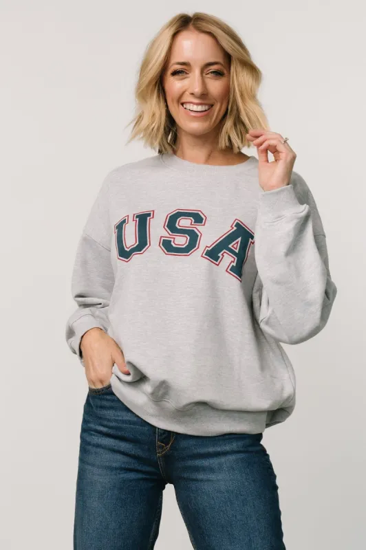 USA Oversized Sweatshirt | Heather Gray sold by Baltic Born