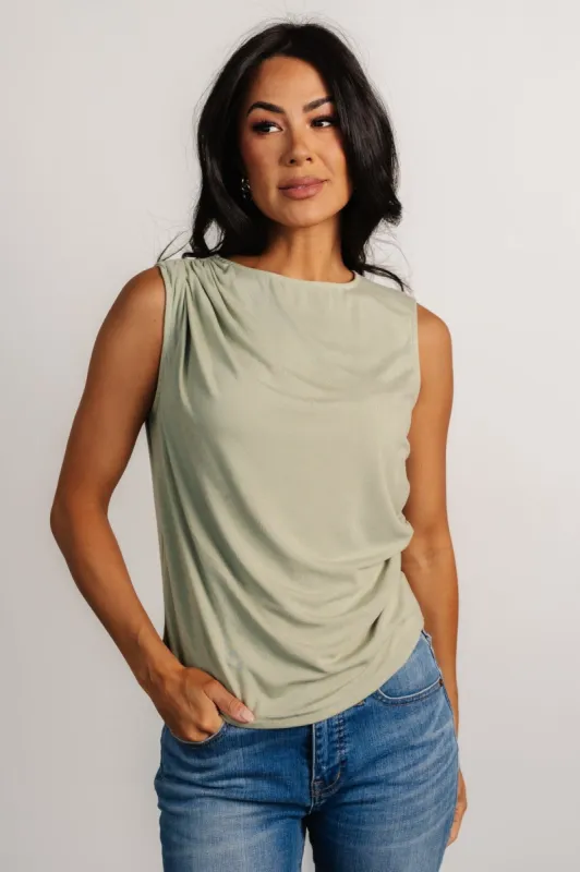 Jia Ruched Tank Top | Light Sage sold by Baltic Born