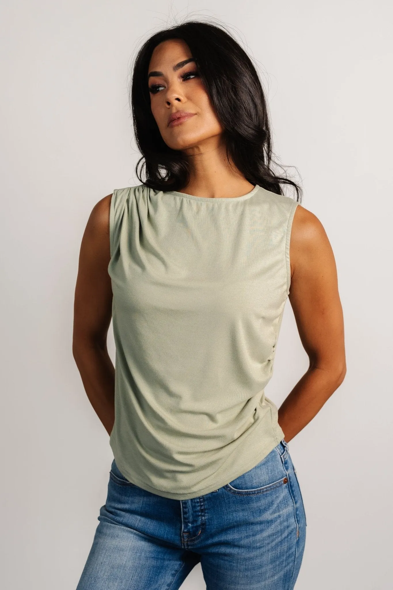 Jia Ruched Tank Top | Light Sage sold by Baltic Born product image thumbnail 5