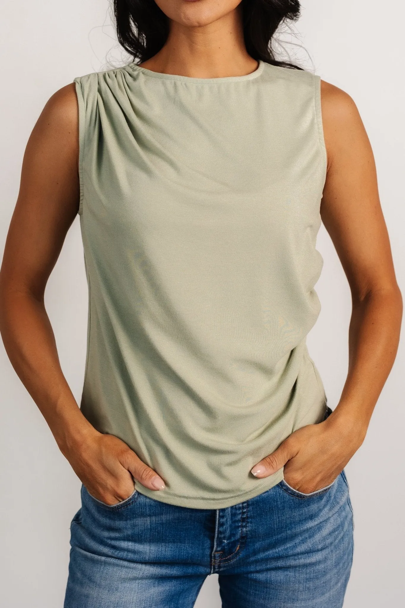 Jia Ruched Tank Top | Light Sage sold by Baltic Born product image thumbnail 2