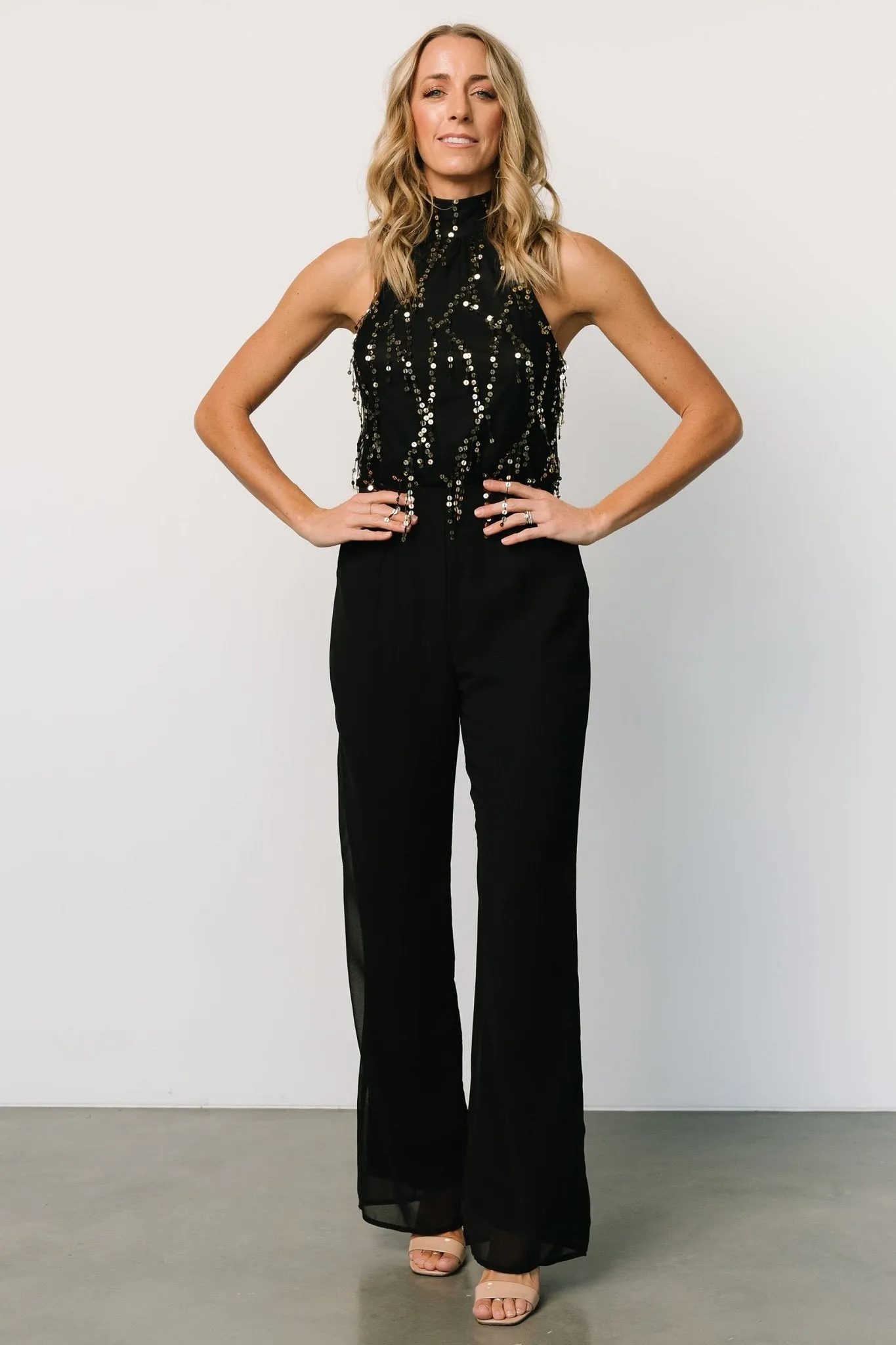 Lyla Sequin Jumpsuit | Black sold by Baltic Born product image thumbnail 4