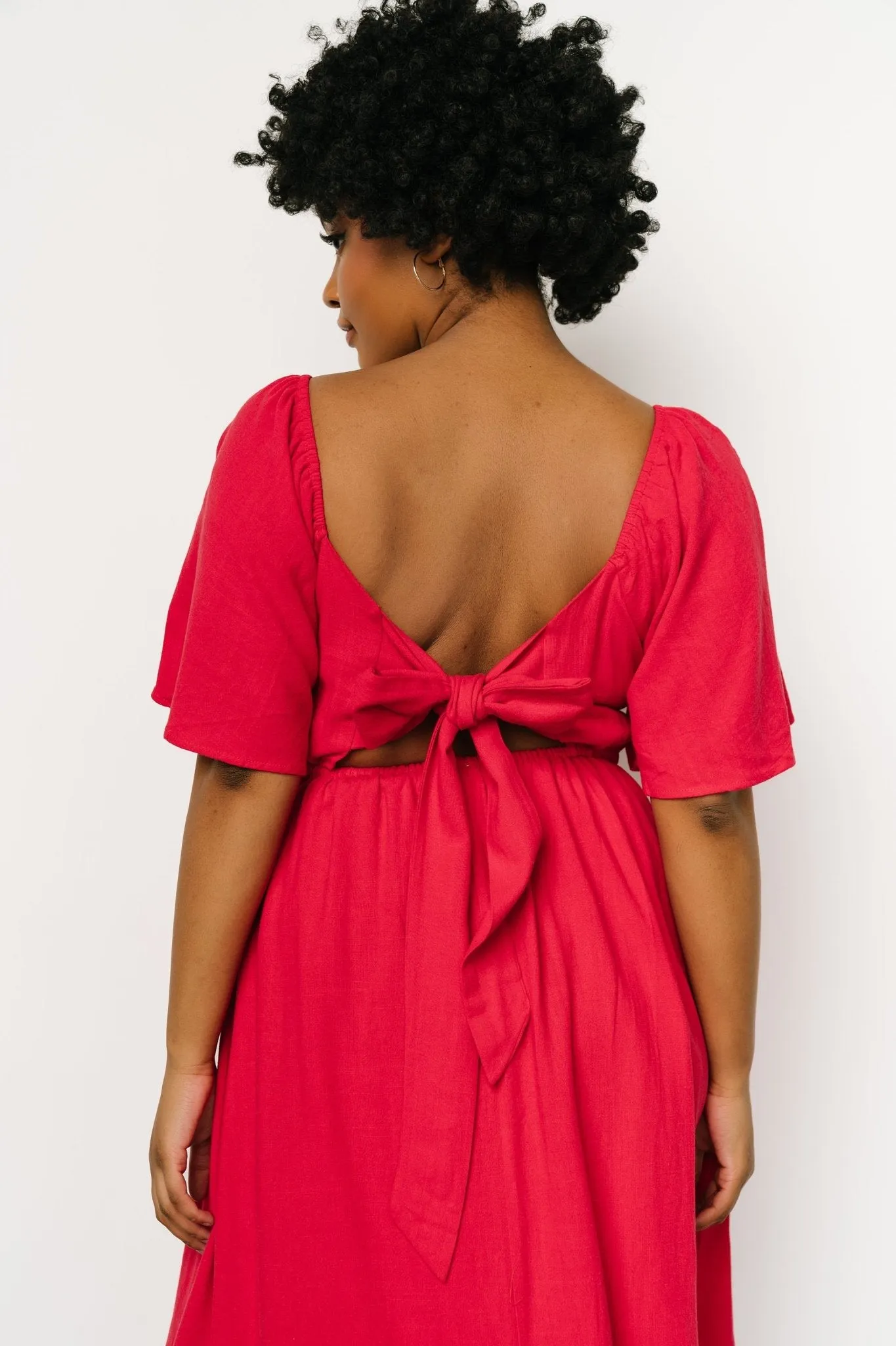 Raquel Back Tie Midi Dress | Red sold by Baltic Born product image thumbnail 4