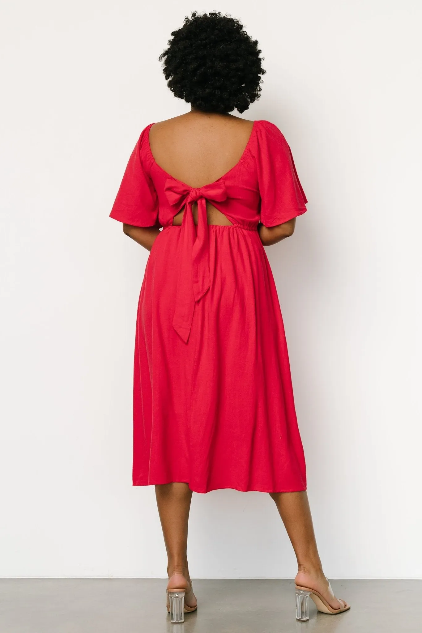 Raquel Back Tie Midi Dress | Red sold by Baltic Born product image thumbnail 2