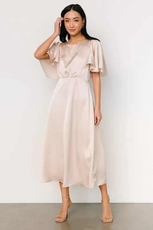 Cinta Satin Midi Dress | Champagne sold by Baltic Born