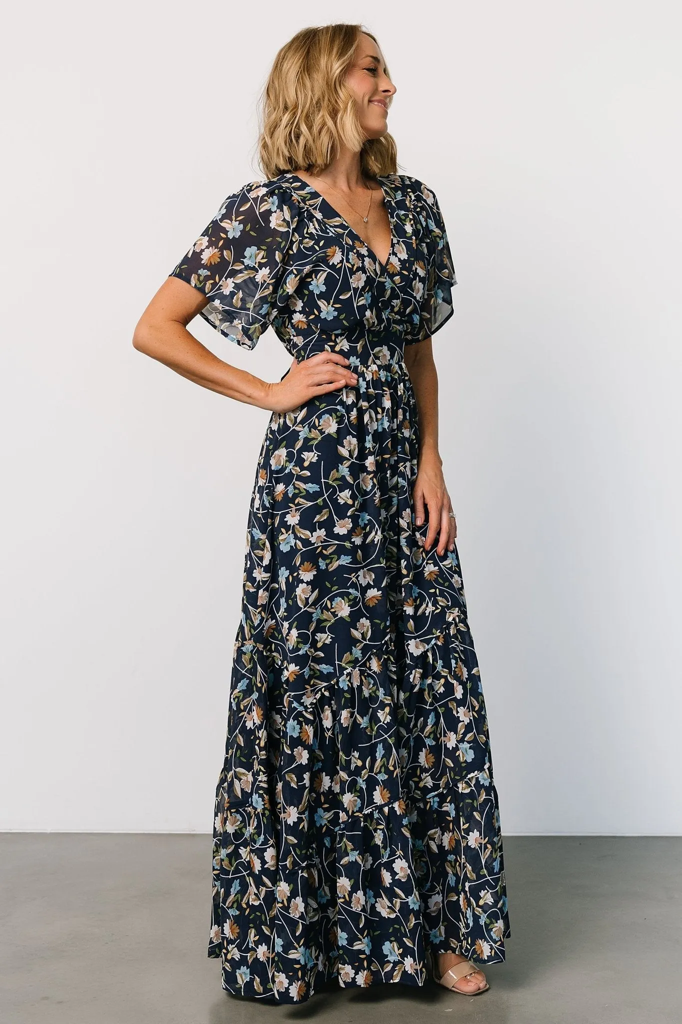 Katherine Maxi Dress | Dark Blue Floral sold by Baltic Born product image thumbnail 3