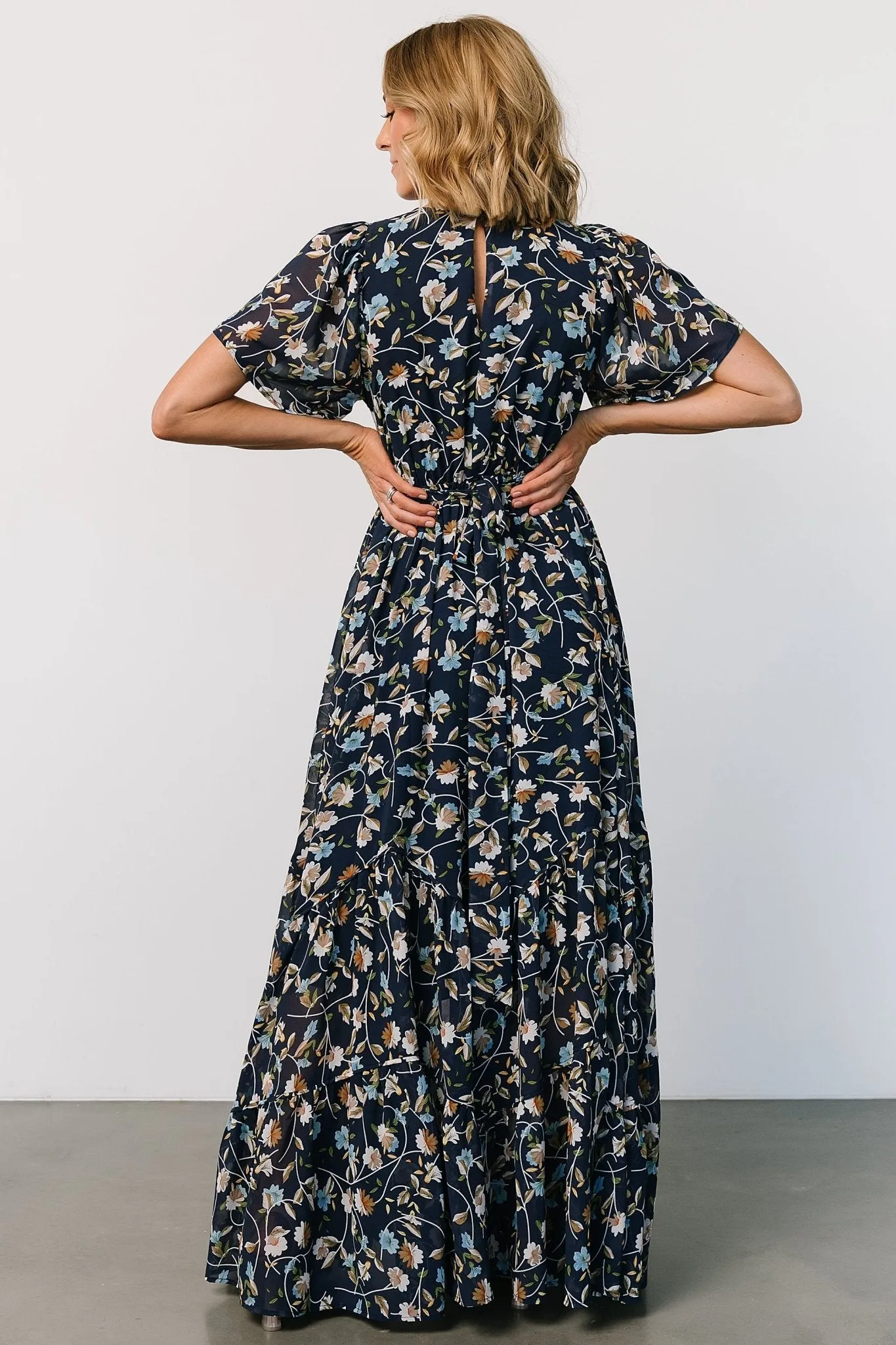 Katherine Maxi Dress | Dark Blue Floral sold by Baltic Born product image thumbnail 4