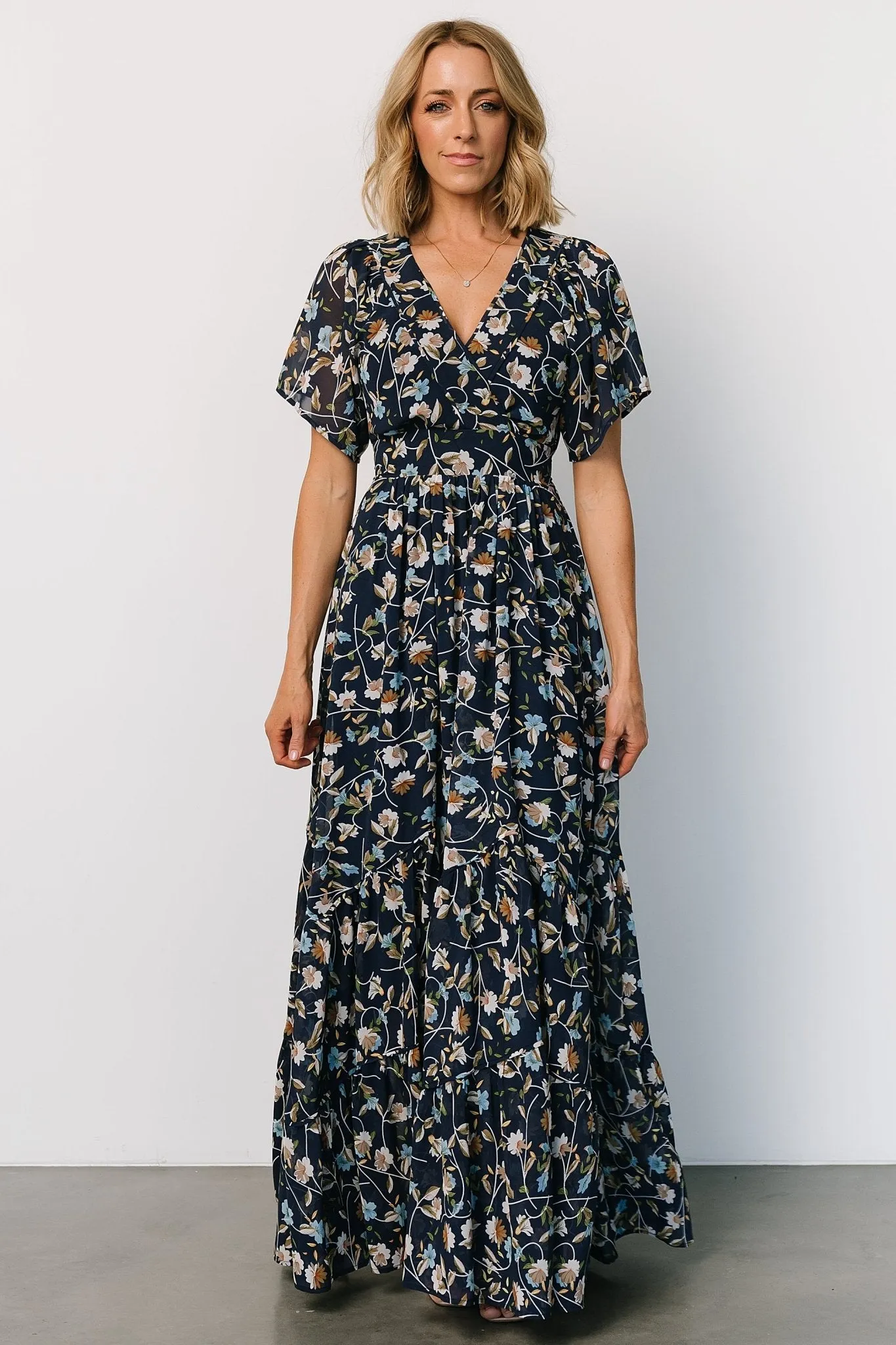 Katherine Maxi Dress | Dark Blue Floral sold by Baltic Born product image thumbnail 5