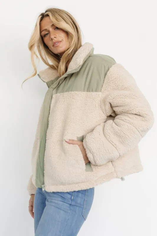 Weekender Sherpa Puffer Jacket | Oatmeal + Sage sold by Baltic Born