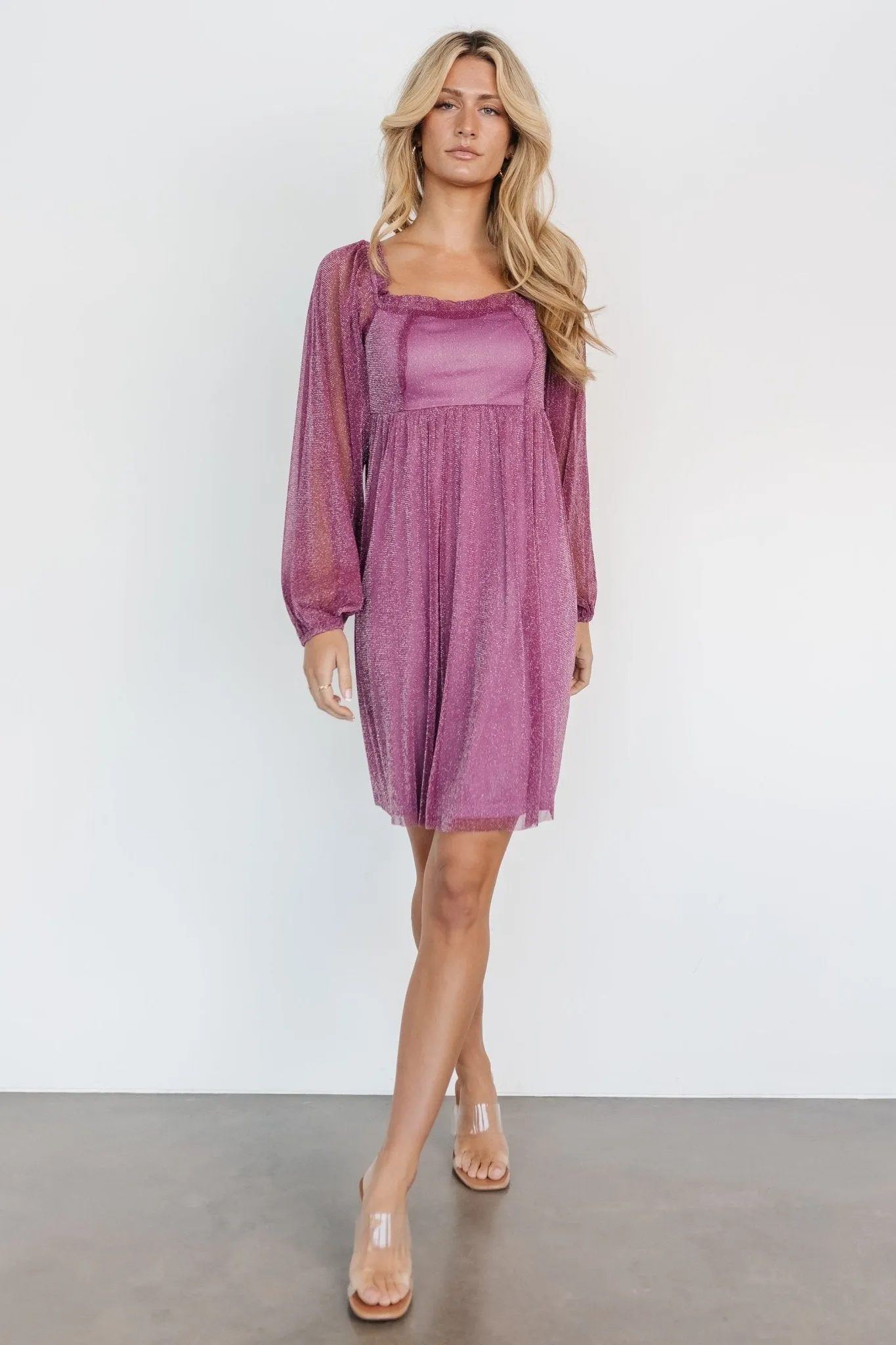 Jules Shimmer Short Dress | Dark Orchid sold by Baltic Born product image thumbnail 5
