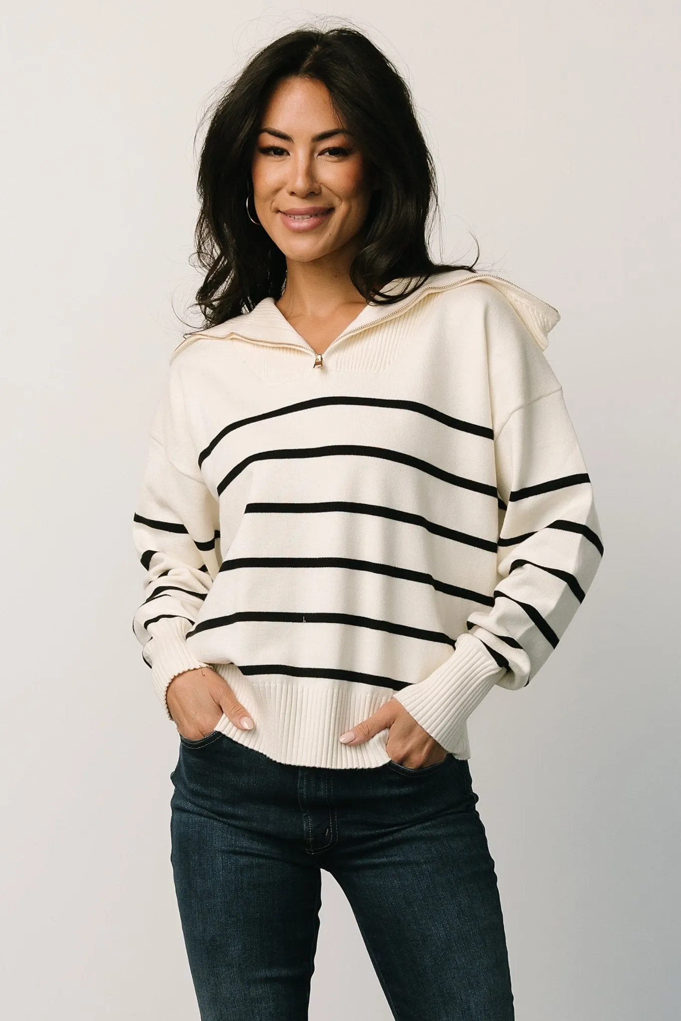 Dixon Striped Sweater | Ivory + Black sold by Baltic Born product image thumbnail 4