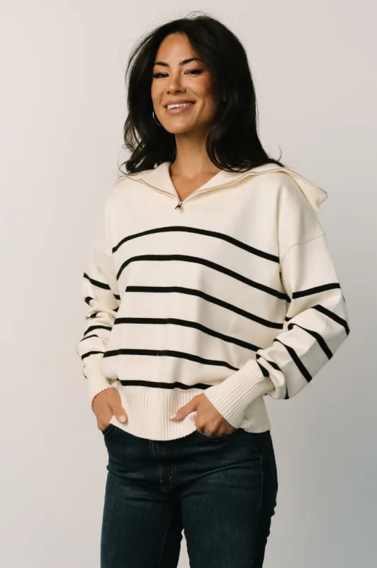 Dixon Striped Sweater | Ivory + Black sold by Baltic Born