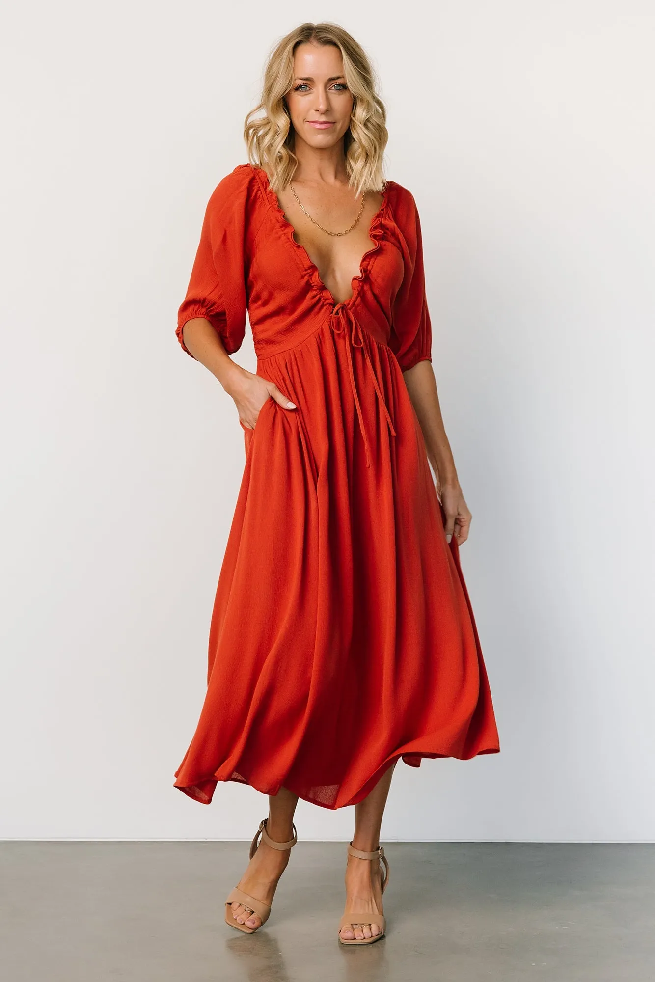 Vicki Midi Dress | Rust sold by Baltic Born