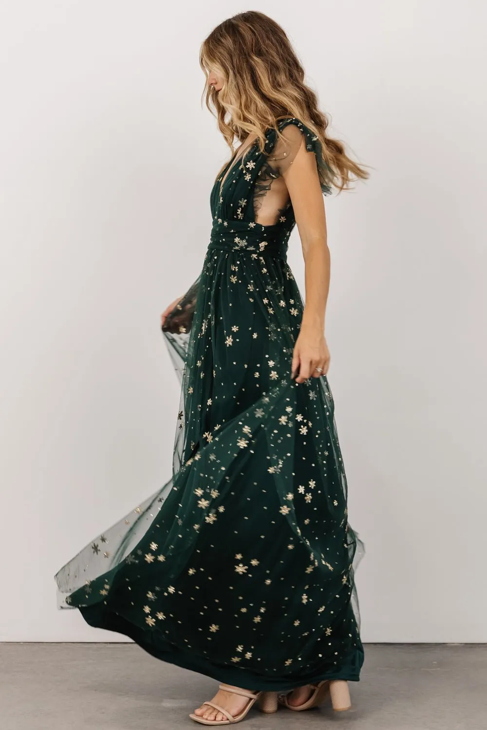 Nova Shimmer Maxi Dress | Green + Gold sold by Baltic Born product image thumbnail 4