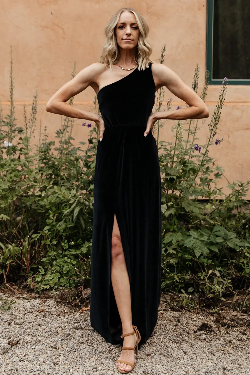 Tatiana Velvet One Shoulder Maxi Dress | Black sold by Baltic Born product image thumbnail 2