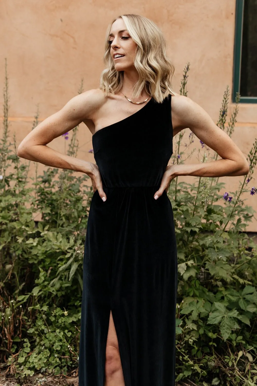 Tatiana Velvet One Shoulder Maxi Dress | Black sold by Baltic Born product image thumbnail 4