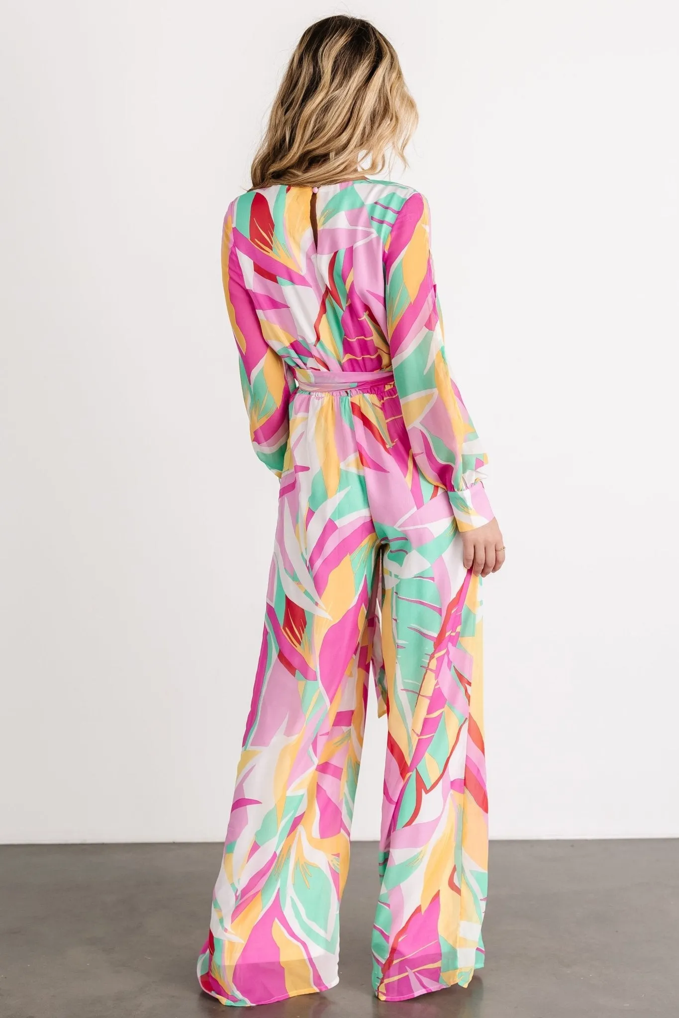 Augustina Jumpsuit | Pink + Turquoise Print sold by Baltic Born product image thumbnail 4