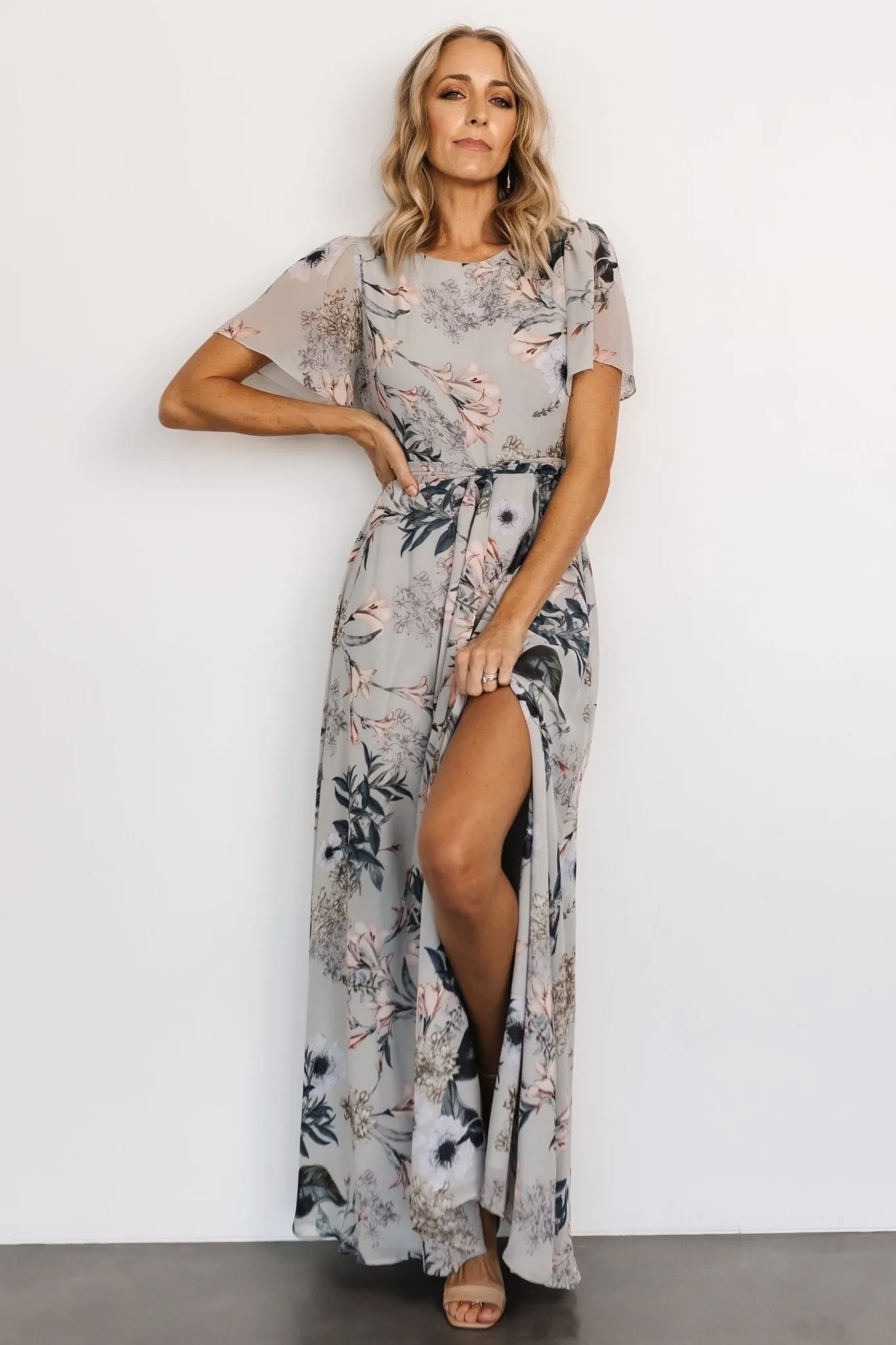 Naomi Short Sleeve Maxi Dress | Pale Blue Floral sold by Baltic Born product image thumbnail 2