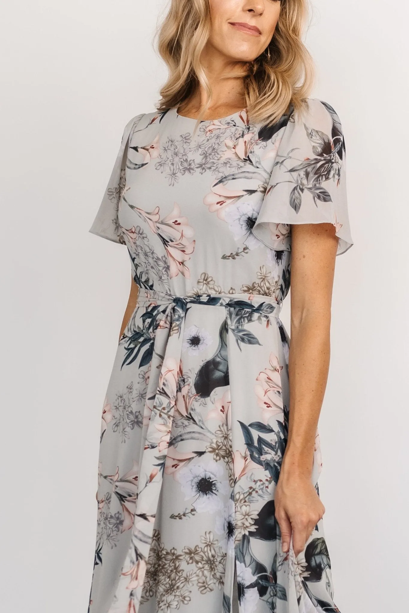 Naomi Short Sleeve Maxi Dress | Pale Blue Floral sold by Baltic Born product image thumbnail 4