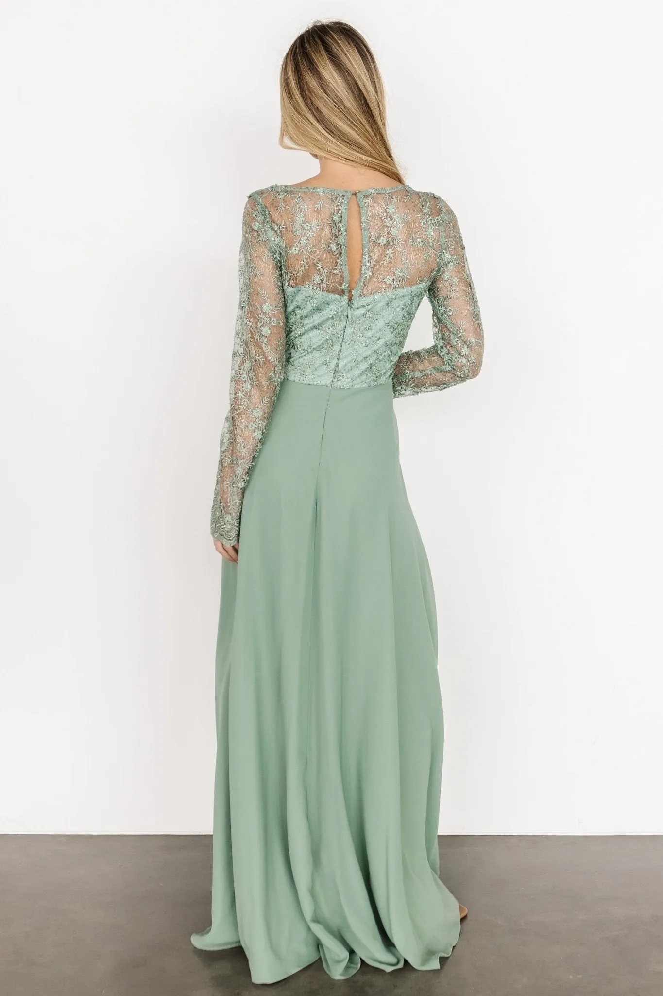 Adalaide Long Sleeve Maxi Dress | Dusty Sage sold by Baltic Born product image thumbnail 4