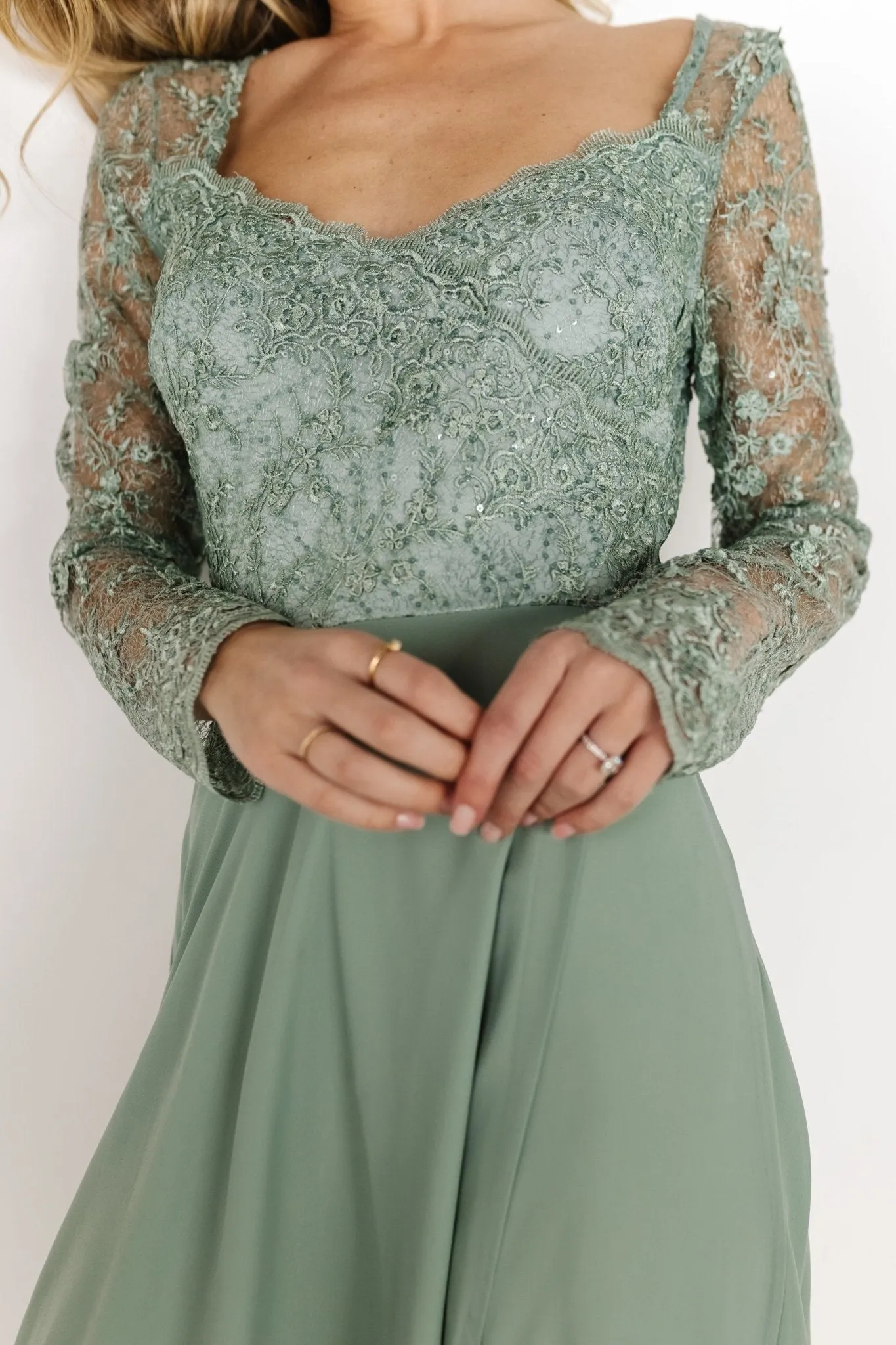 Adalaide Long Sleeve Maxi Dress | Dusty Sage sold by Baltic Born product image thumbnail 2
