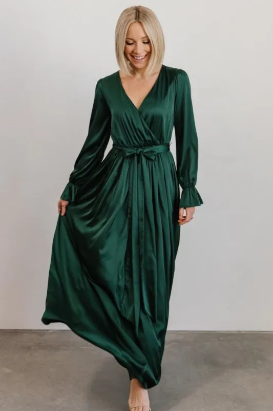 Holly Satin Maxi Dress | Dark Green sold by Baltic Born