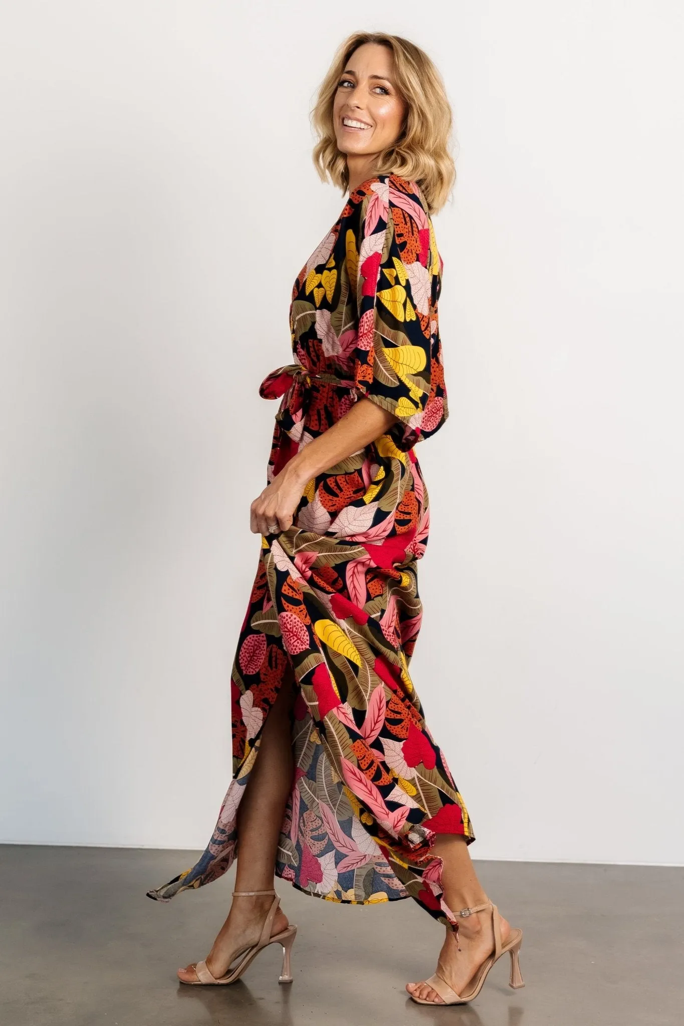 Moira Kimono Maxi Dress | Navy Multi Print sold by Baltic Born product image thumbnail 3