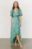 Amara Wrap Dress | Green + Coral Floral sold by Baltic Born