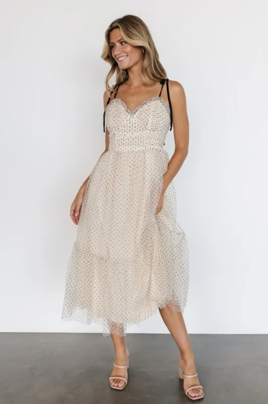 Izzy Tulle Midi Dress | Cream + Black sold by Baltic Born