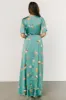 Amara Wrap Dress | Green + Coral Floral sold by Baltic Born