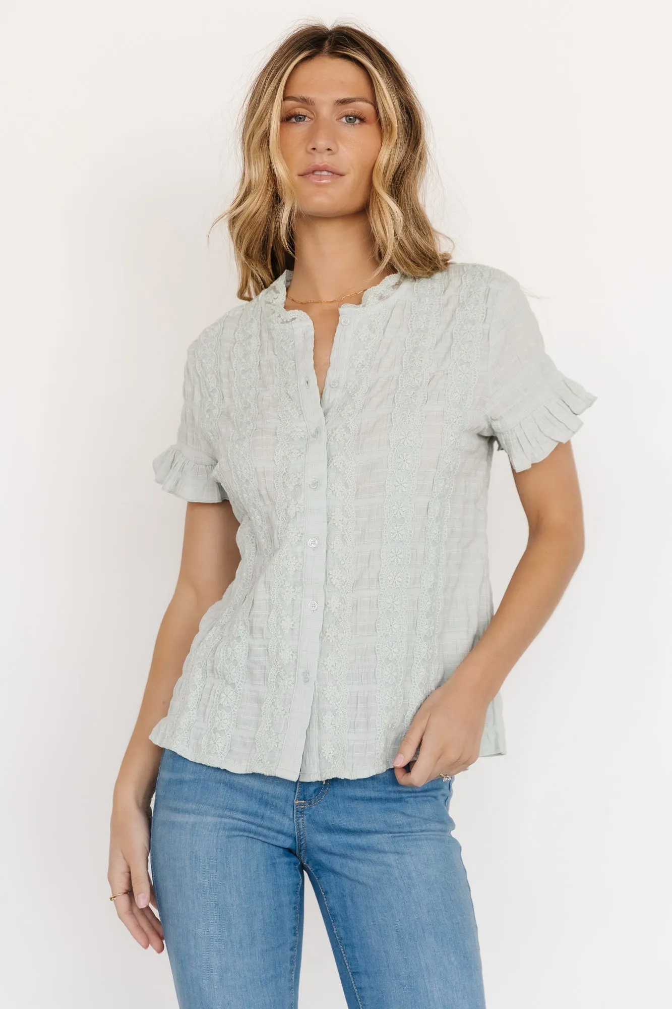 Zara Lace Top | Sage sold by Baltic Born