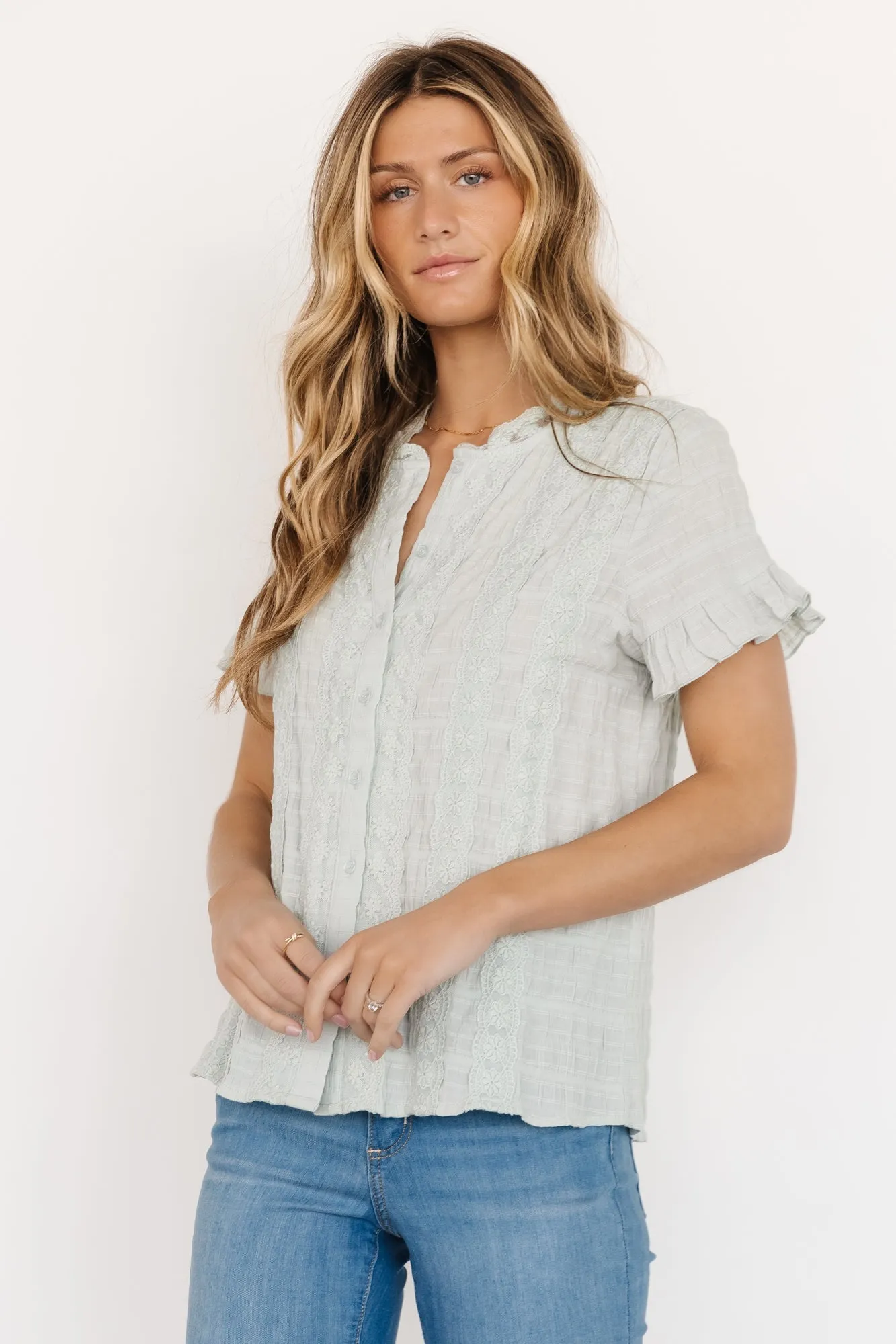 Zara Lace Top | Sage sold by Baltic Born product image thumbnail 4