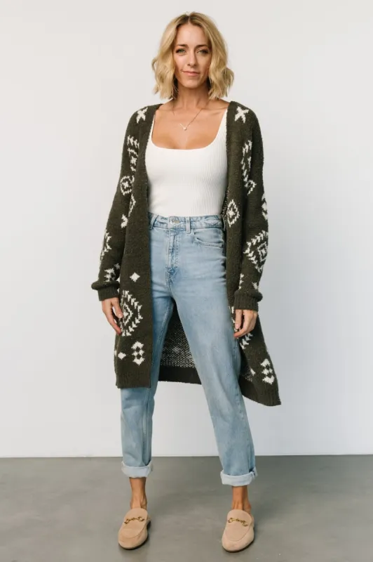 Missoula Oversized Cardigan | Olive + Off White sold by Baltic Born